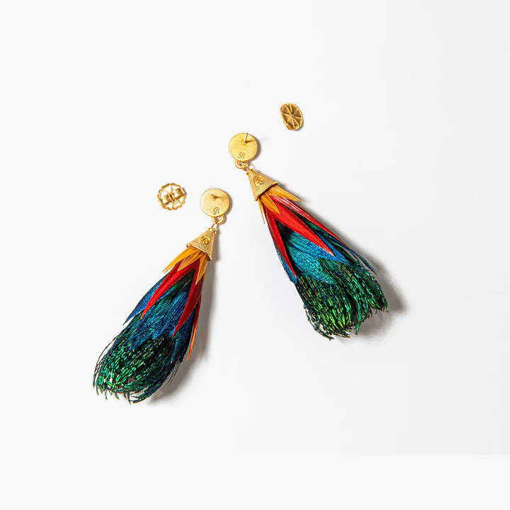 Leigh - Feather Statement Earrings
