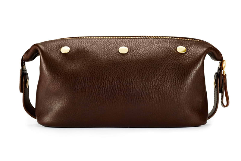 Leather Wash Bag / Dopp Kit, Brown