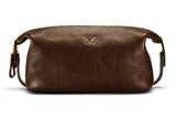 Leather Wash Bag / Dopp Kit, Brown