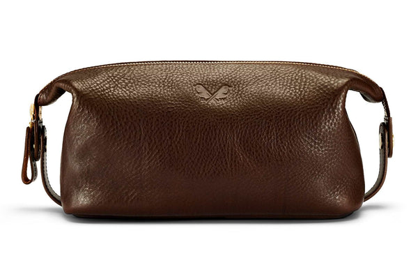 Leather Wash Bag / Dopp Kit, Brown