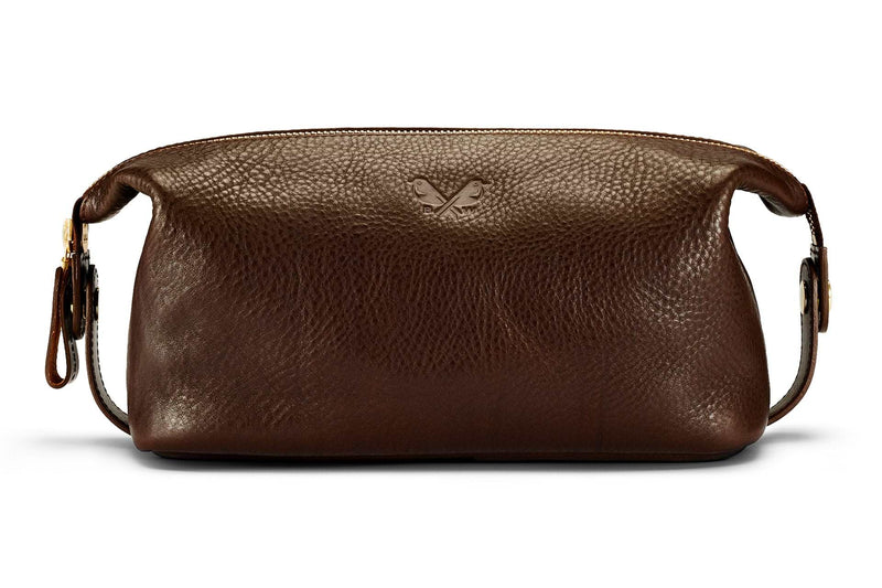 Leather Wash Bag / Dopp Kit, Brown