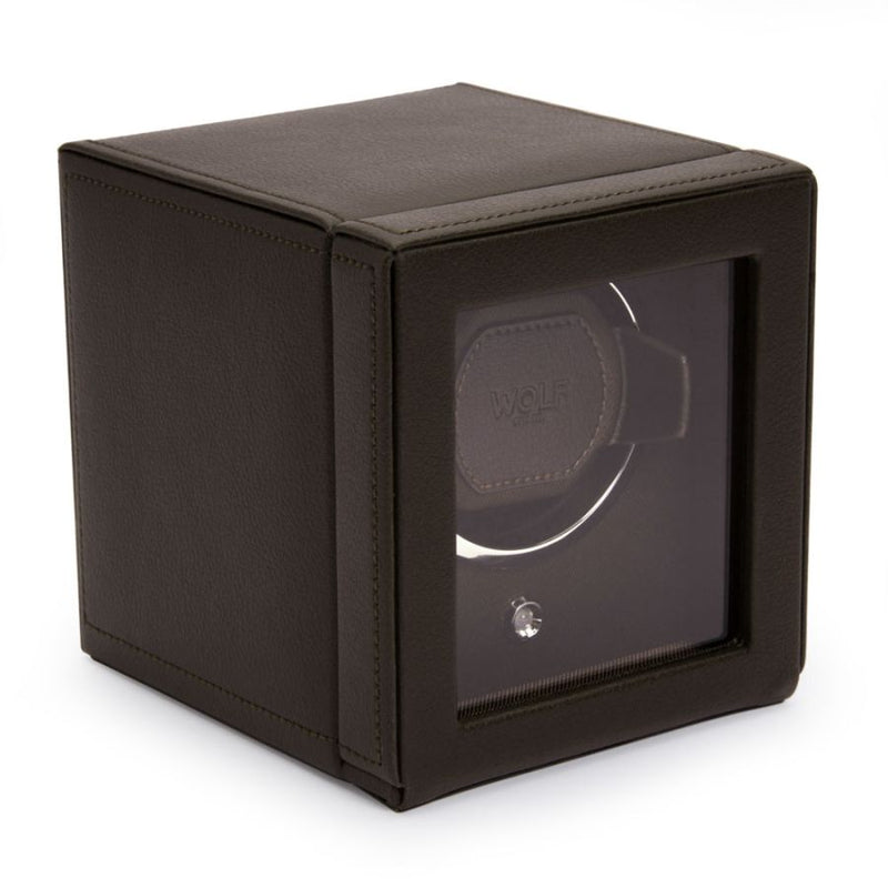 Cub Single Watch Winder with Cover - Brown