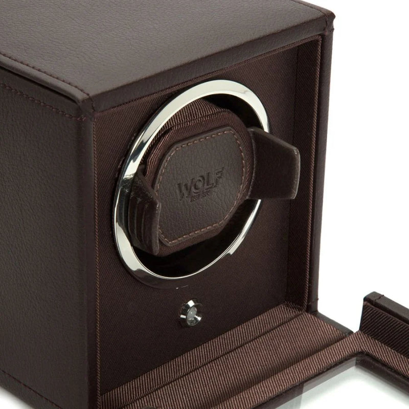 Cub Single Watch Winder with Cover - Brown