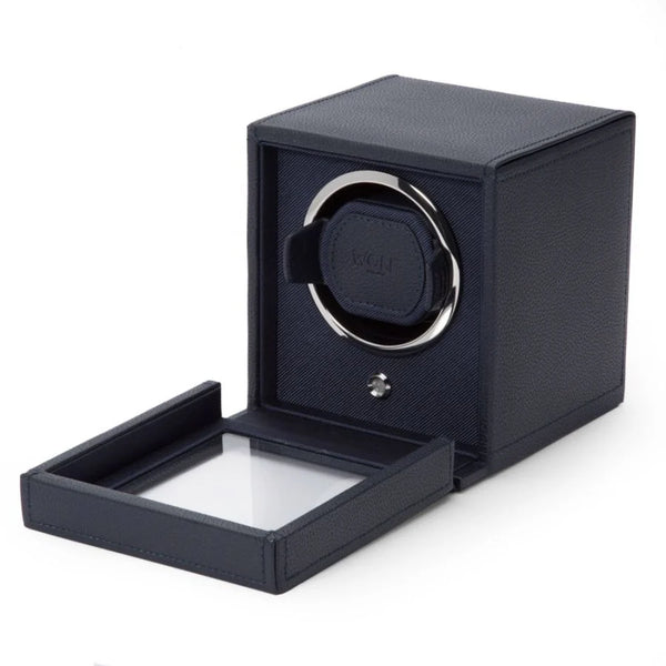 Cub Single Watch Winder with Cover - Navy