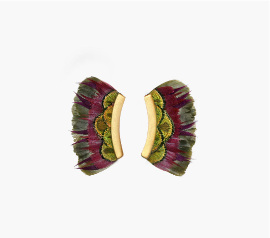 Melina - Feather Crescent Earrings