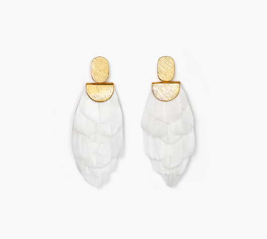 Blanc - Feather Drop Earrings