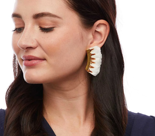 Bergan - Feather Crescent Earrings