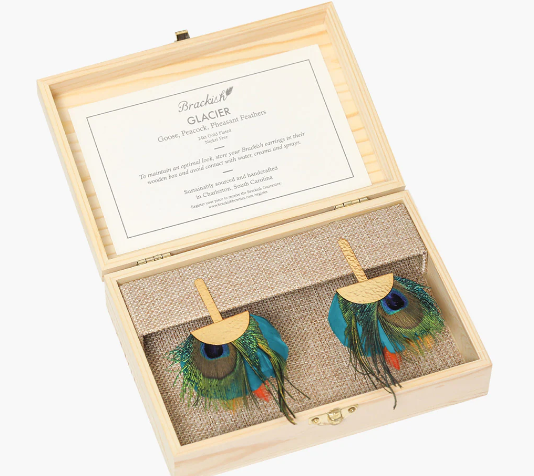 Glacier - Peacock Feather Earrings