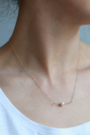 Floating Pearl Bar Drop Necklace